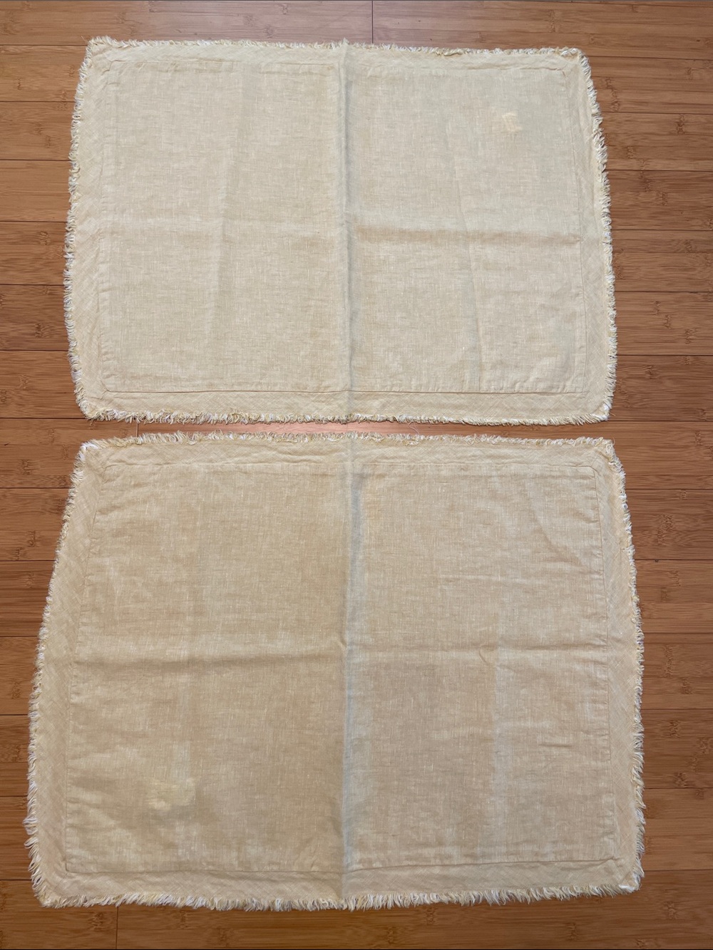 Pottery Barn Linen Standard Sham 20” x 26” Set of Two Fringe Edges